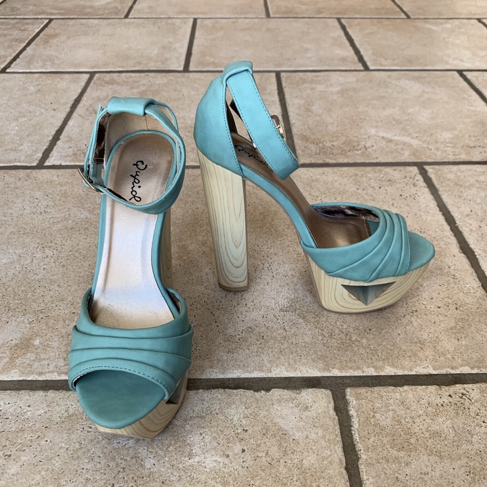 Turquoise Platform Heels - Picture 2 of 4